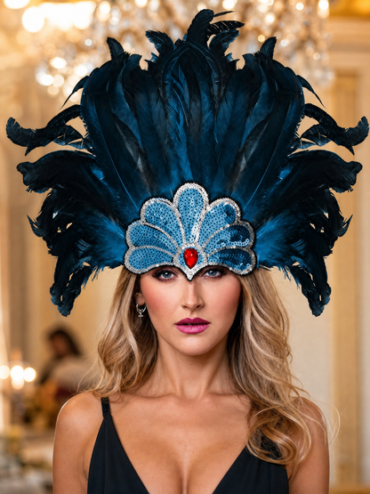 Carnival Feather and Bead Headpiece