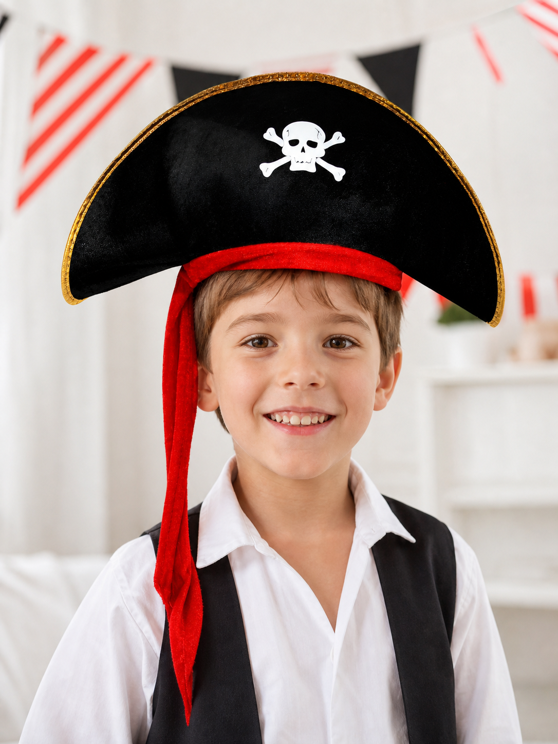 Pirate carnival hat with gold trim