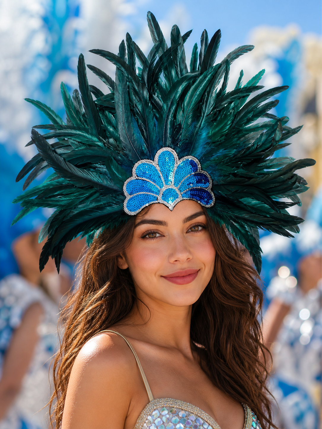 Carnival Headpiece with Blue Feathers