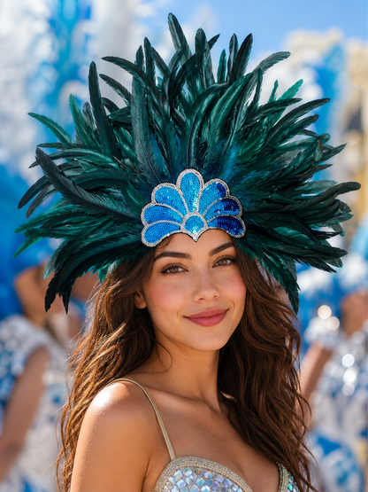 Carnival Headpiece with Blue Feathers