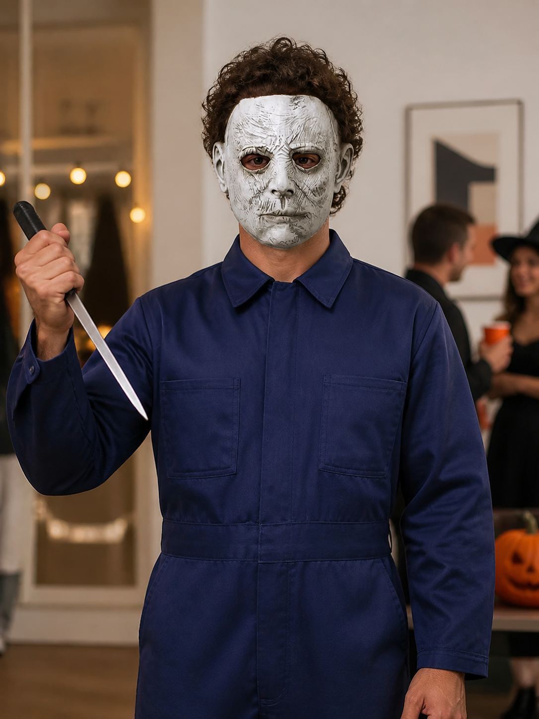Halloween Carnival Mask with Brown Hair lifestyle view