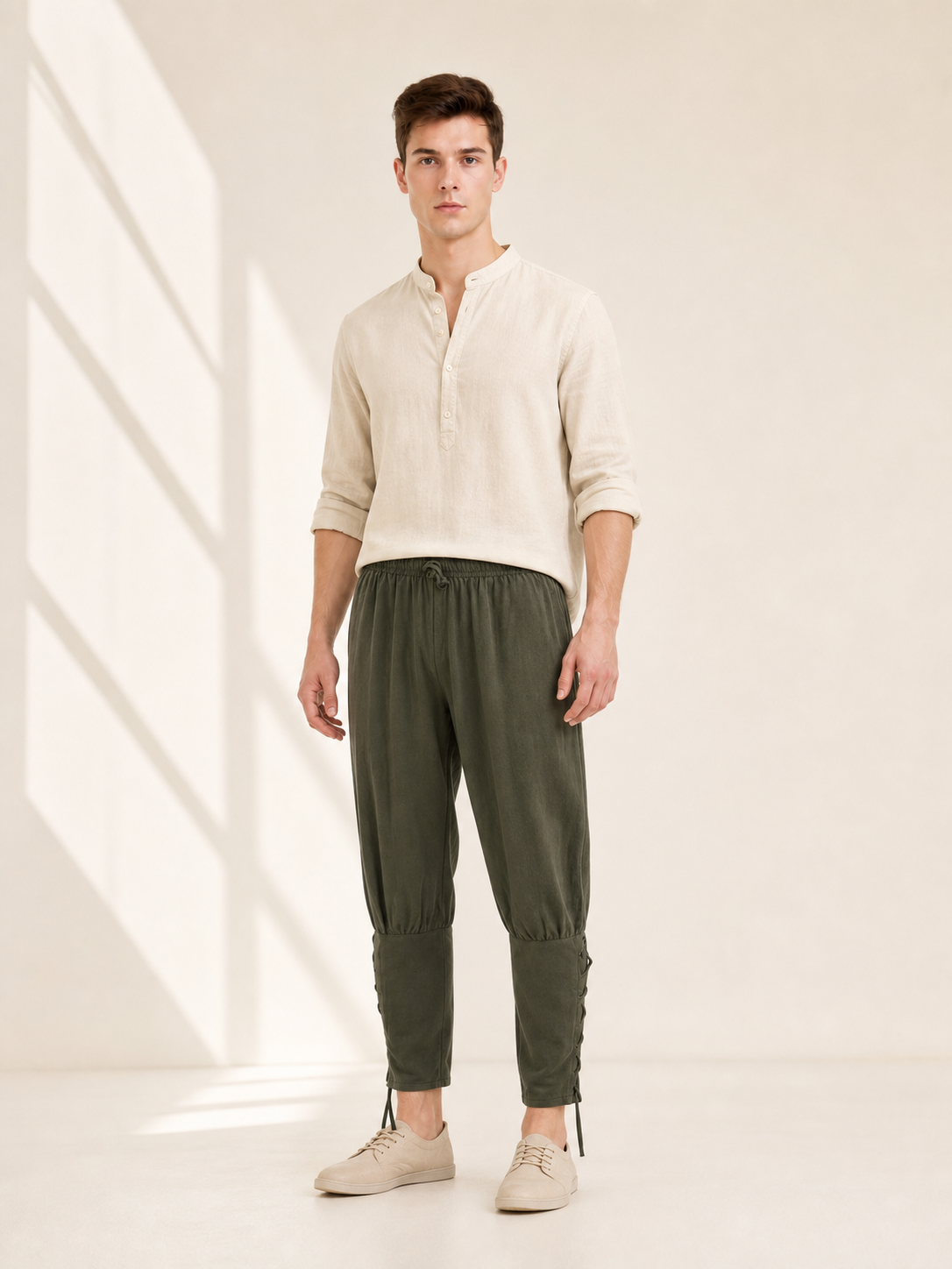 Men's Loose-Fit Pants with Drawstrings