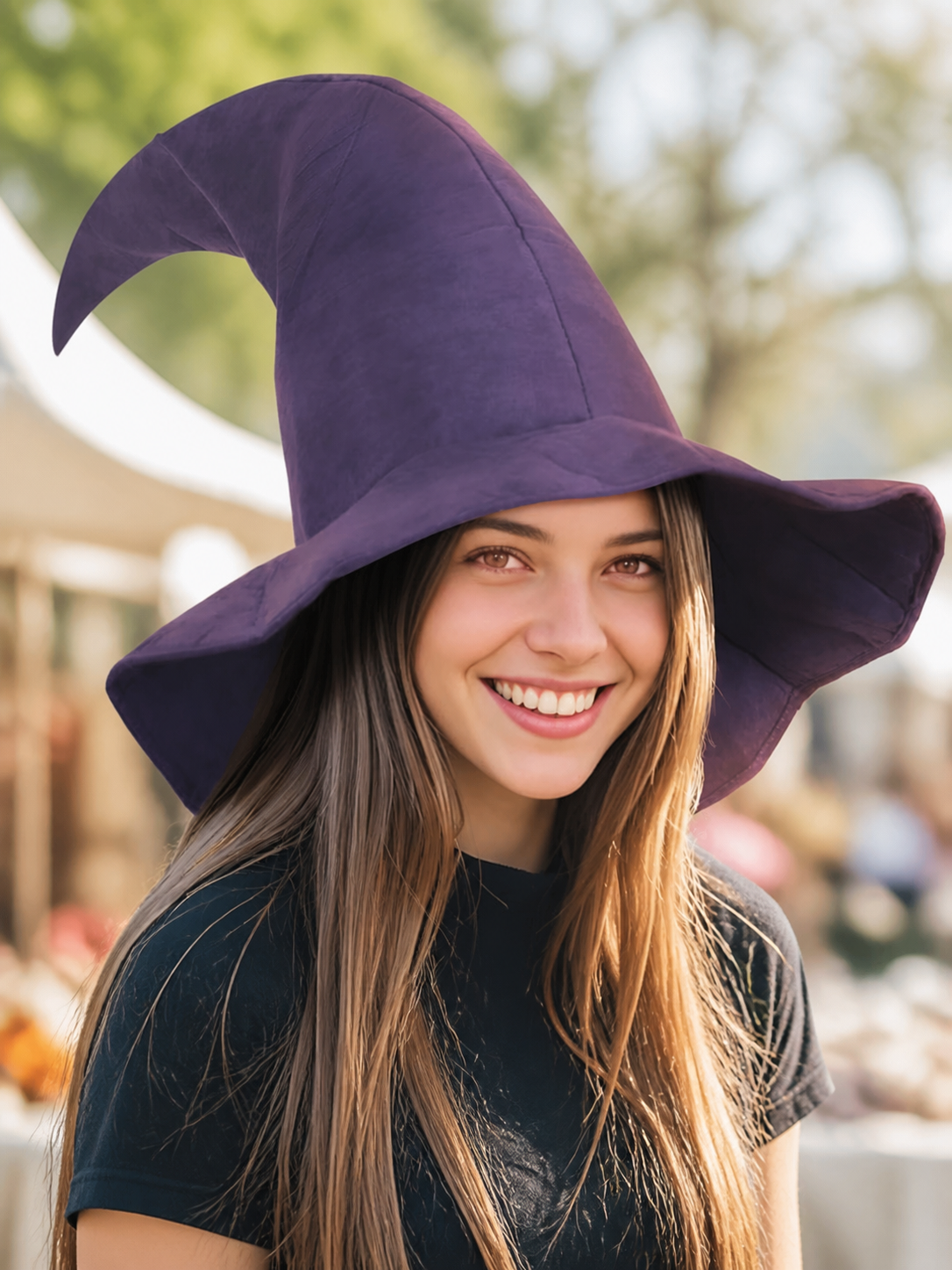Purple witch costume hat for Halloween