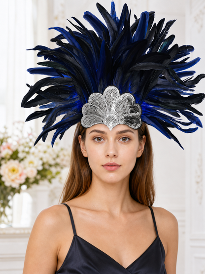 Carnival Headpiece with Blue Feathers