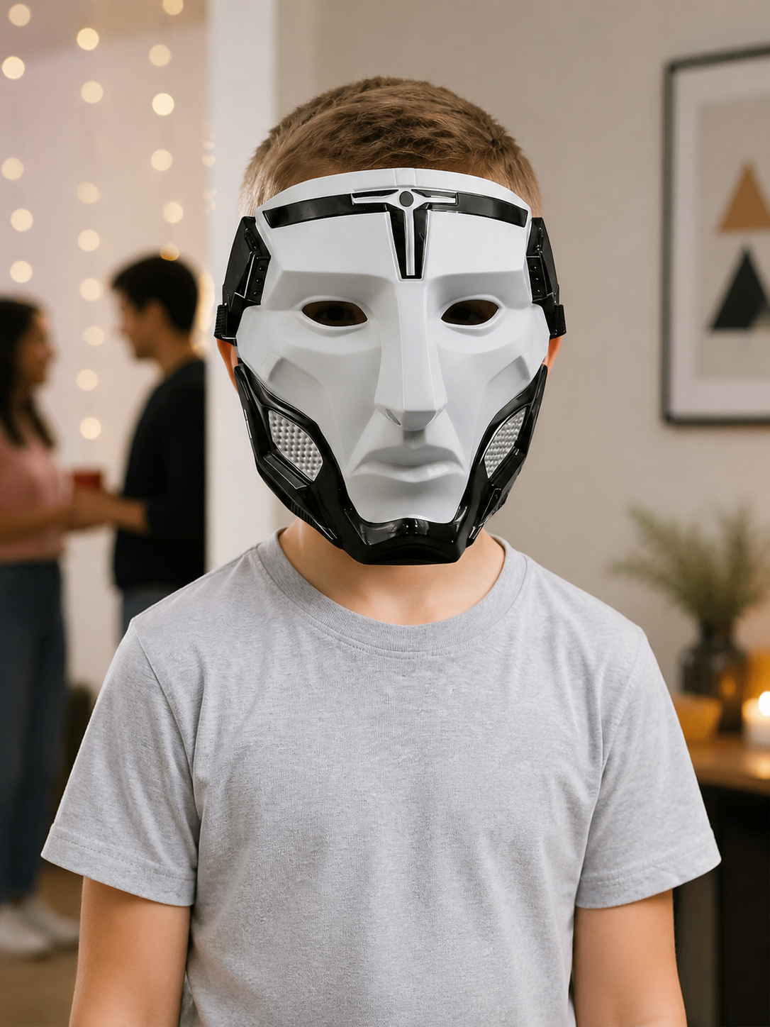 Gray Carnival Mask for Halloween and Cosplay lifestyle view 2