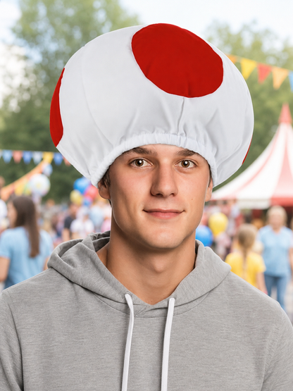 Mushroom Carnival Hat with Red Circles