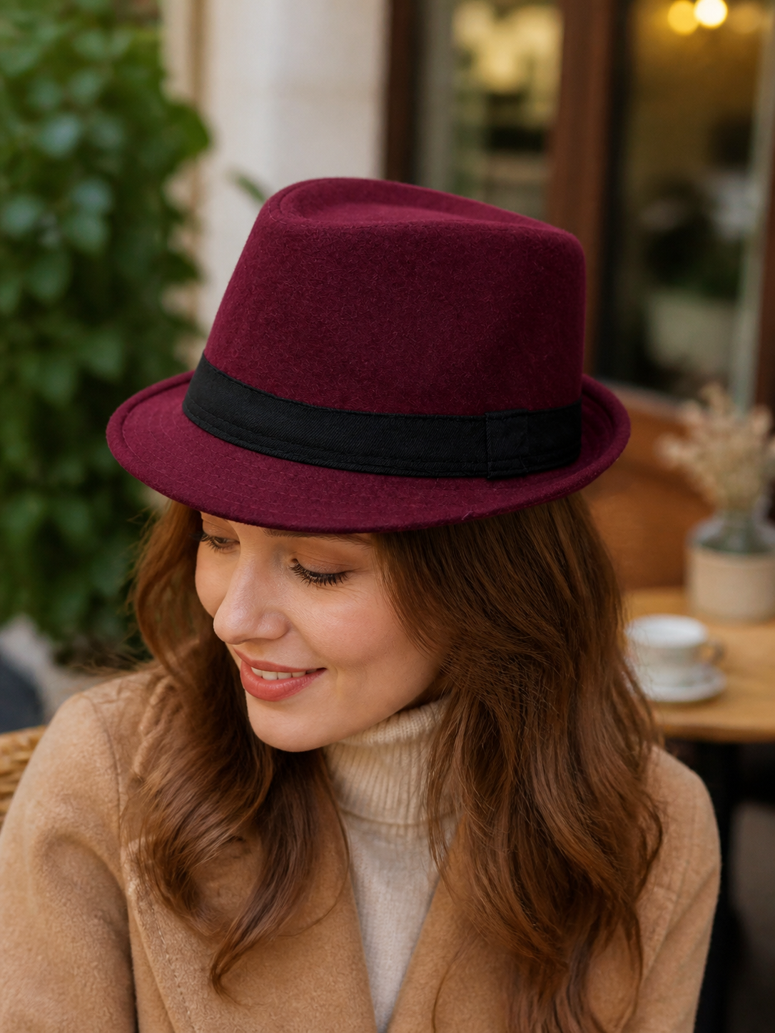 Carnival Fedora Hat with Ribbon and Wide Brim