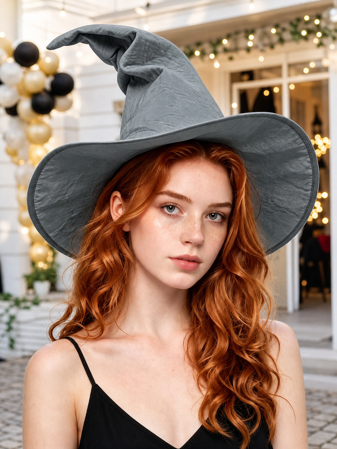 Dark Gray Carnival Witch Hat for Halloween