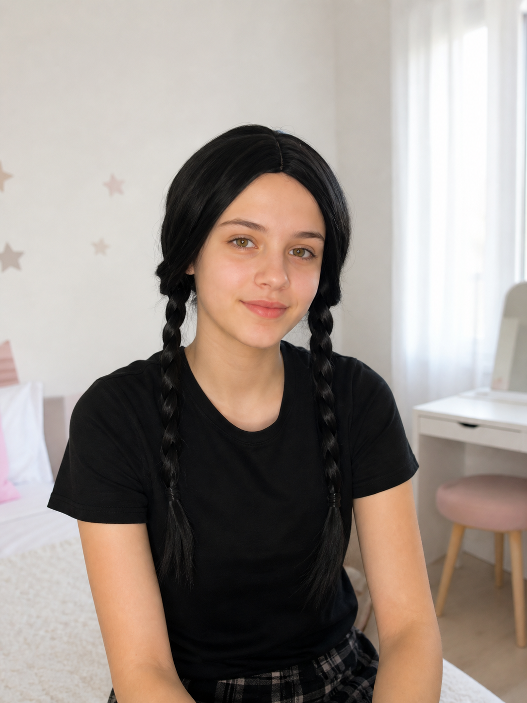 Black Carnival Wig with Two Braids
