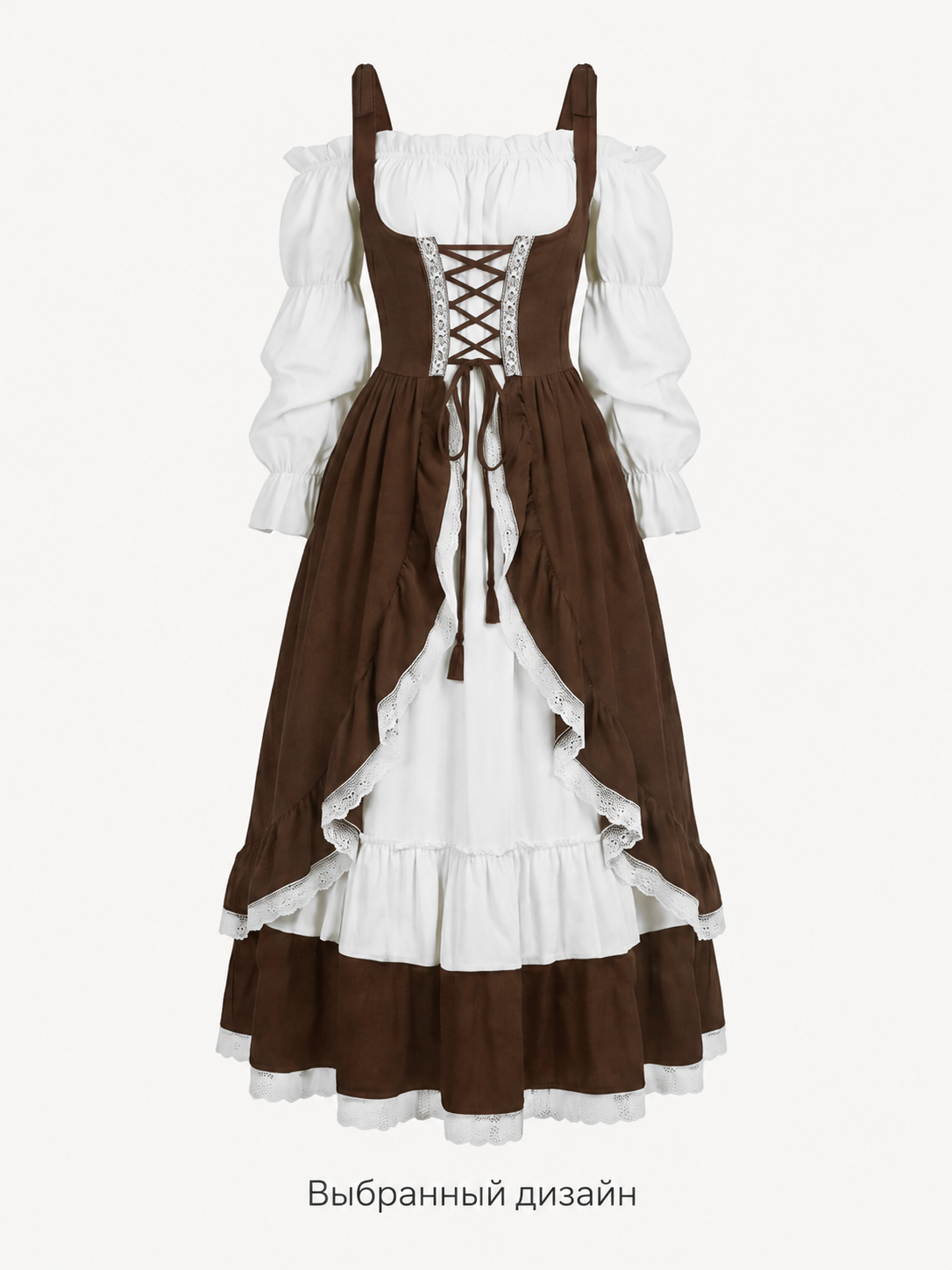 Victorian Dress with Lace-Up Detail and Puff Sleeves Costume Dresses detail 2