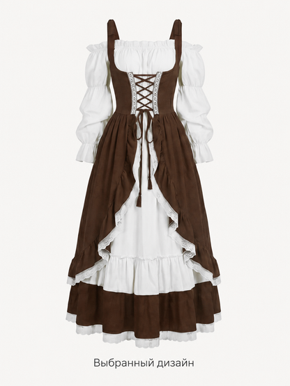 Victorian Dress with Lace-Up Detail and Puff Sleeves Costume Dresses detail 2