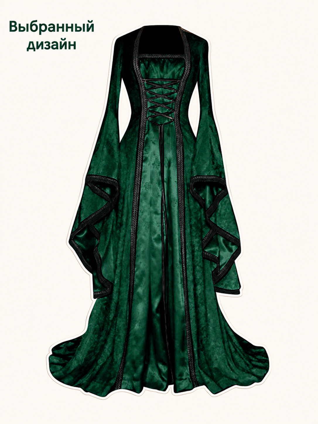 Women's Long Medieval Dress with Flare Sleeves Costume Dresses detail 2