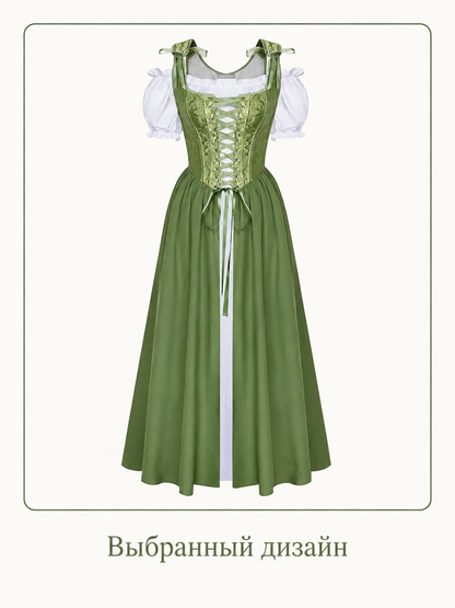 Women's midi dress with a corset and puff sleeves Costume Dresses detail 2
