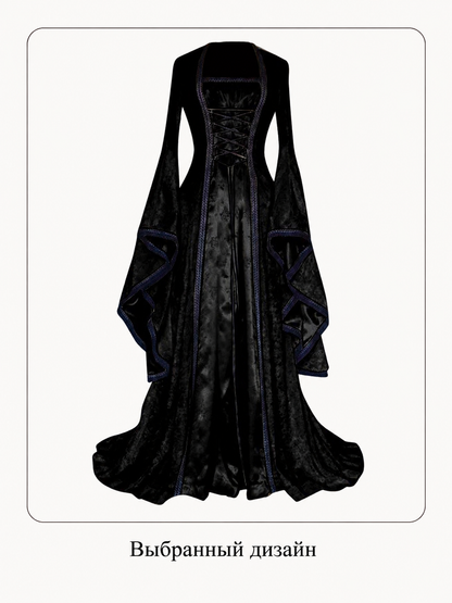 Long Stage Dress with Flared Sleeves Costume Dresses detail 2
