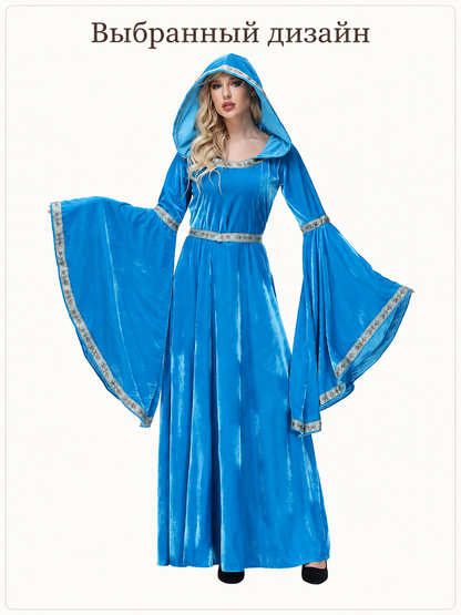 Women's Medieval Hooded Dress with Belt Costume Dresses detail 2