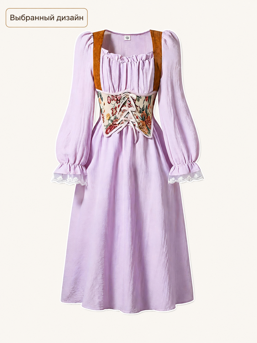 Purple Long-Sleeve Dress for Girls Costume Dresses detail 3