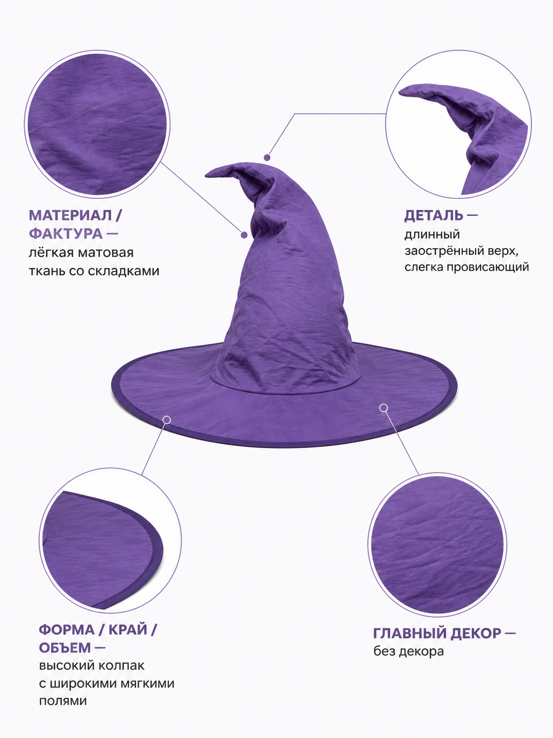 Dark Purple Witch Hat for Halloween