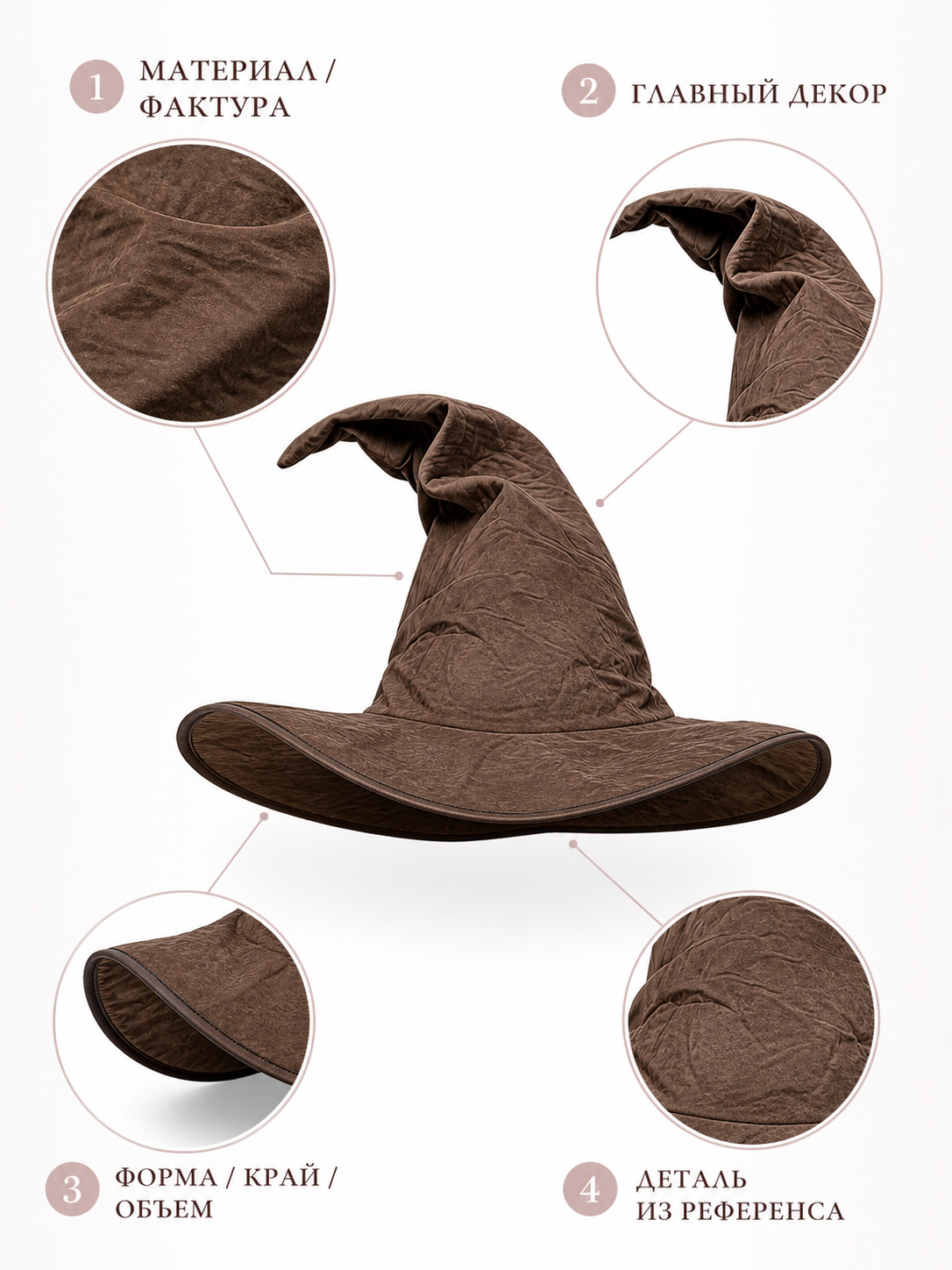 Carnival Witch Hat with Wide Brim