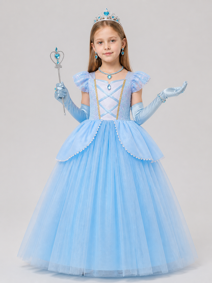 Children’s Halloween costume with a full skirt dress and crown product detail