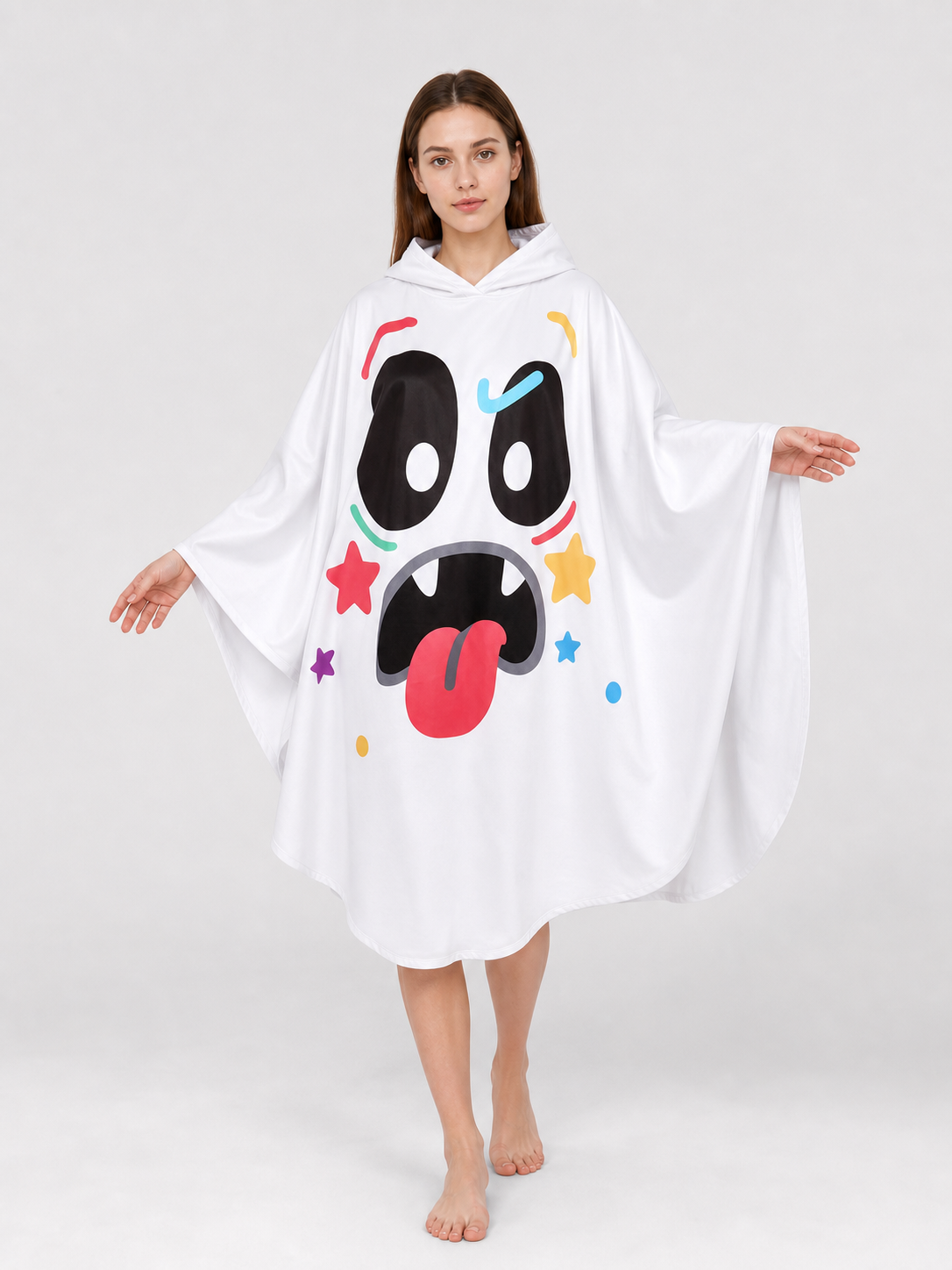 Hooded Cape with Ghost Print Costume Capes detail