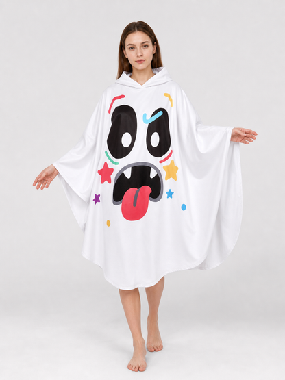 Hooded Cape with Ghost Print Costume Capes detail