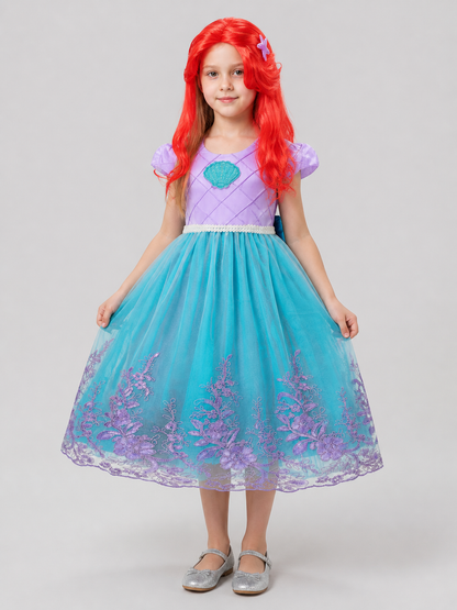 Mermaid Costume for Girls with Full Skirt and Wig Costume Wigs detail