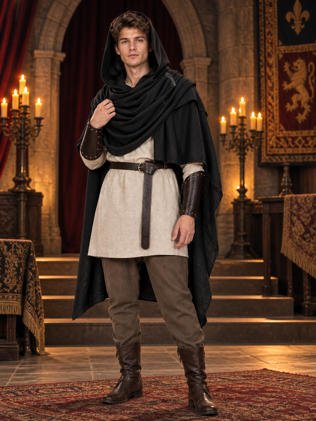 Adult cape: a loose sleeveless top layer that is draped over the shoulders over