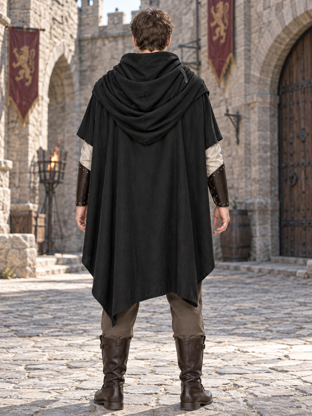 Adult cape: a loose sleeveless top layer that is draped over the shoulders over