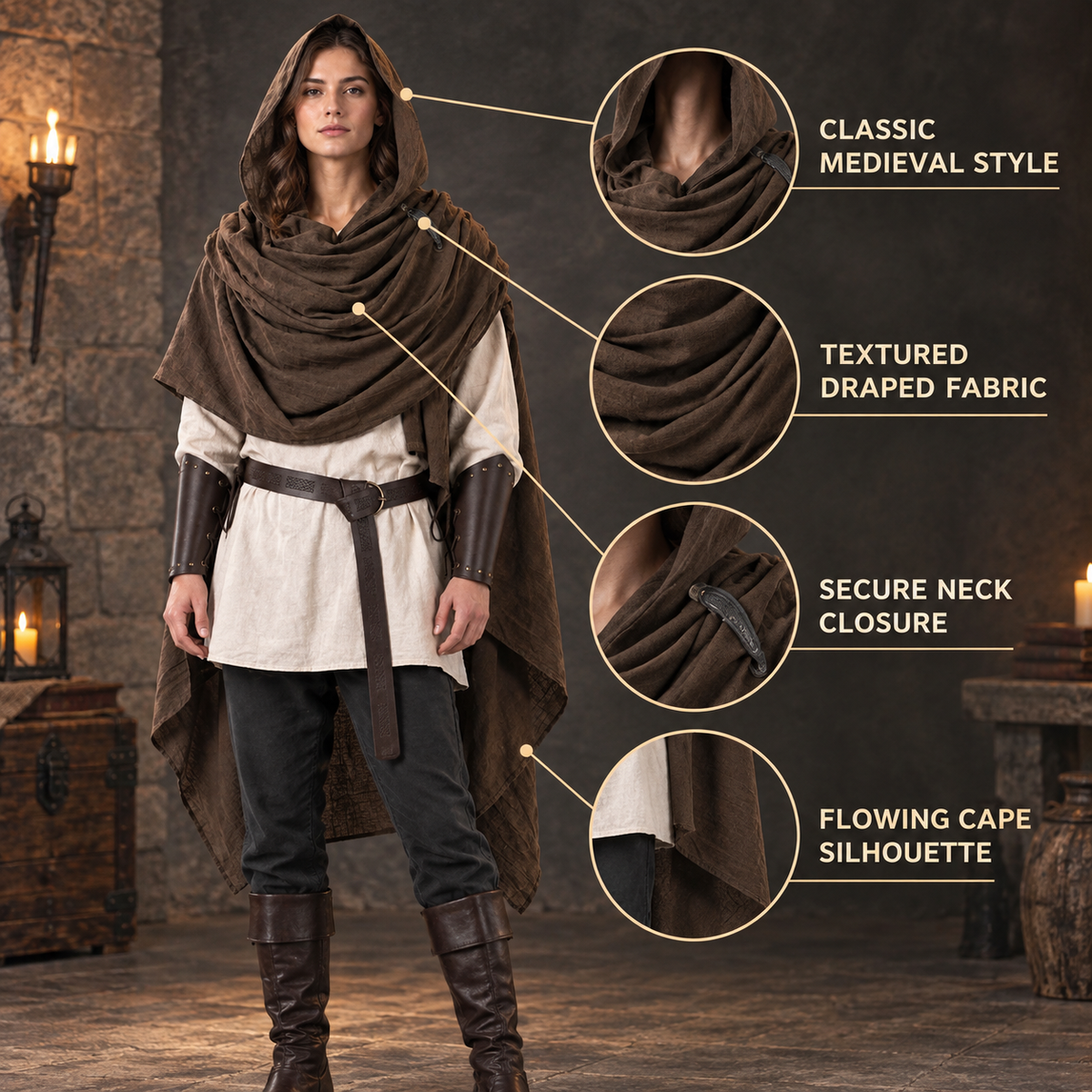 Loose-fit cape coat — outerwear worn over your main clothing as a standalone