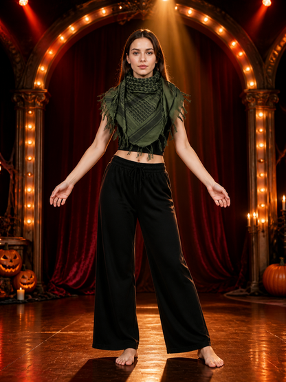 Women's Tactical Scarf with Fringe, Geometric Camo Print Square Bandana for detail view