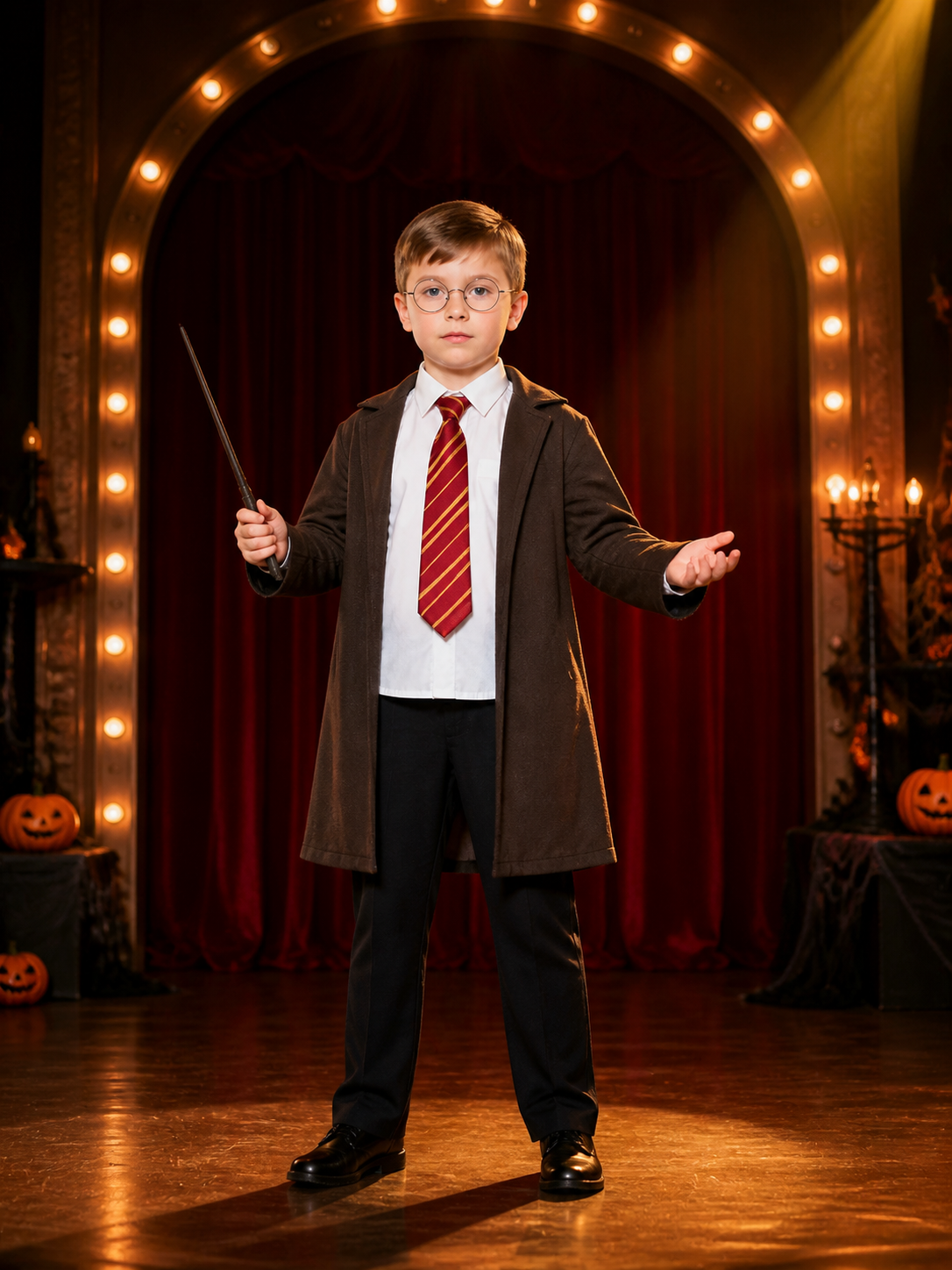 Unisex Wizard Halloween Costume Accessories 3-Piece Set with Round Glasses