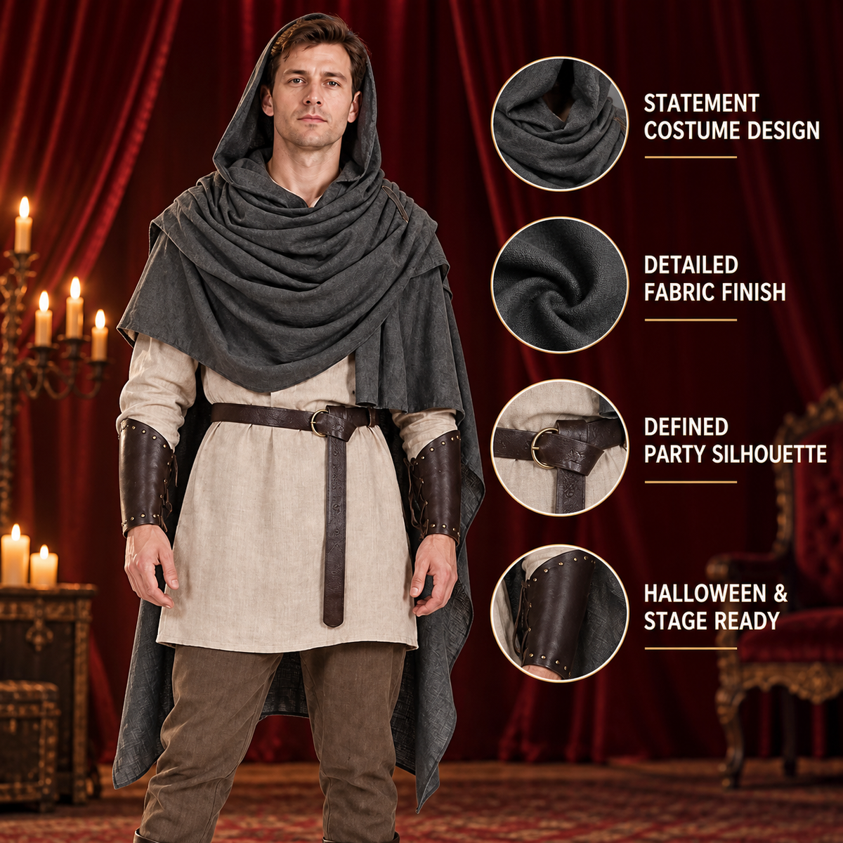 Free-form sleeveless cape — adult outerwear worn over other clothing