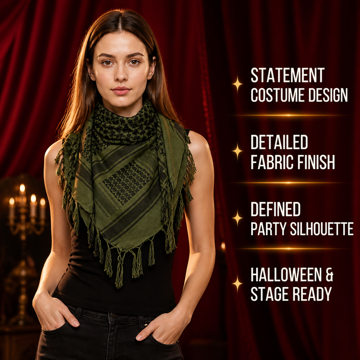 Women's Tactical Scarf with Fringe, Geometric Camo Print Square Bandana for detail view 3