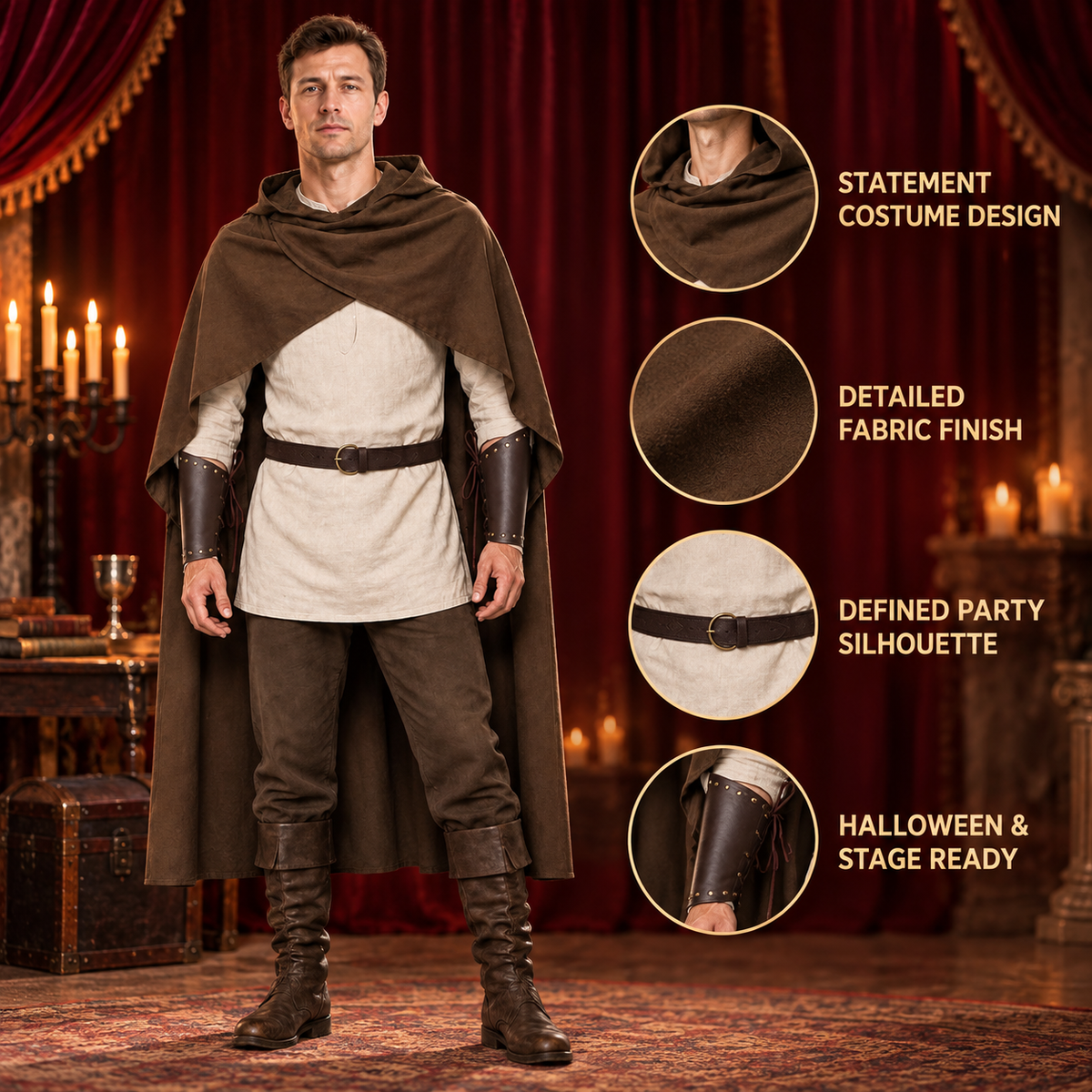 Loose-Fit Cloak Cape — an outer layer worn over clothing, suitable for everyday