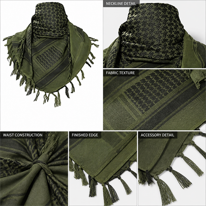 Women's Tactical Scarf with Fringe, Geometric Camo Print Square Bandana for detail view 4