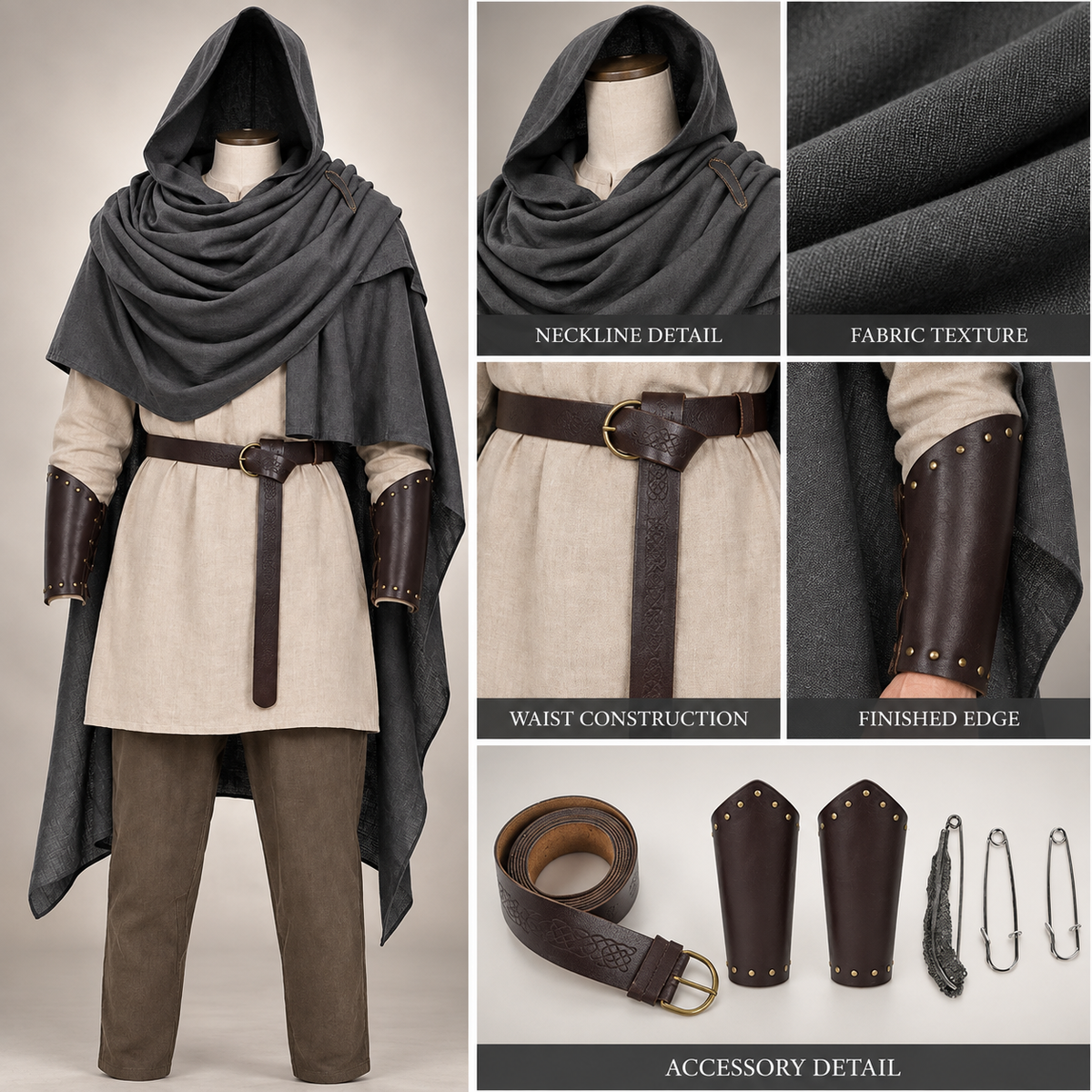 Free-form sleeveless cape — adult outerwear worn over other clothing
