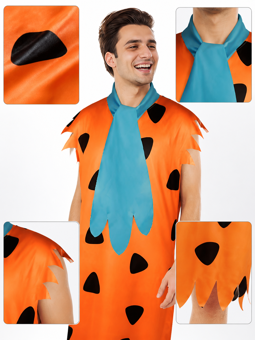 Orange Dress with Black Spots and Blue Accessory main product view 14