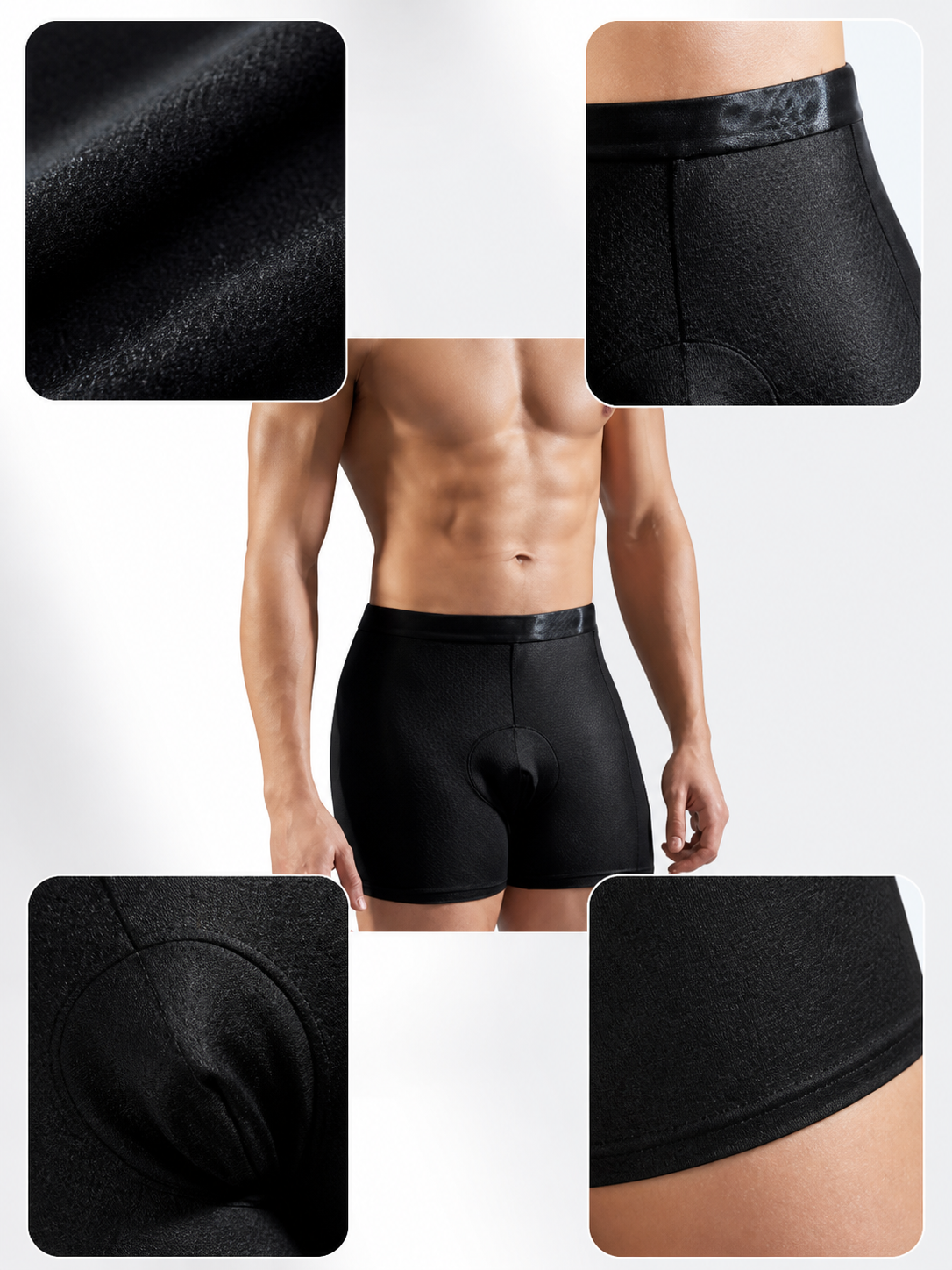 Black High-Waist Fitted Short Cycling Shorts with Wide Waistband and Front Panel main product view