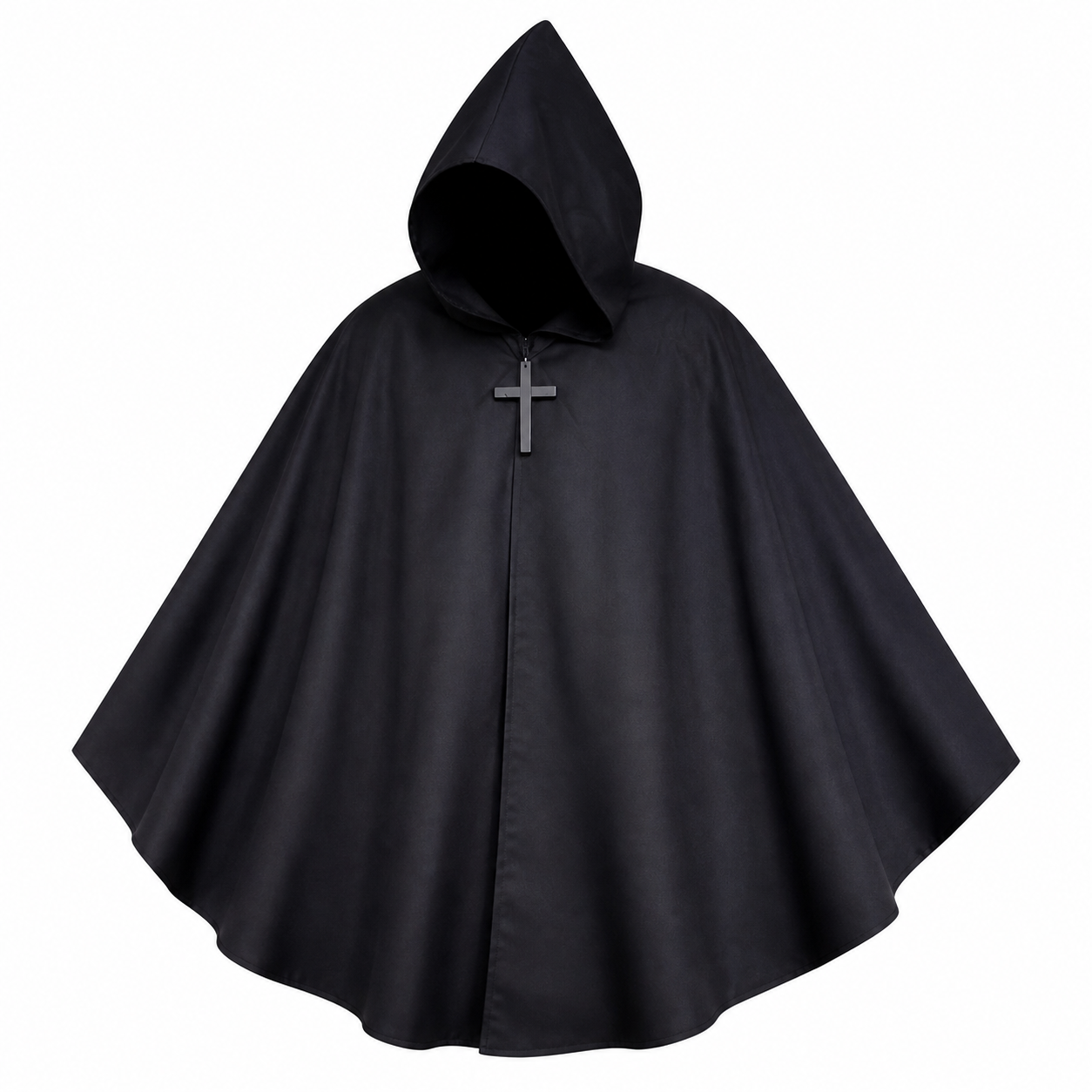 Medieval Gothic Short Hooded Cloak for Adults, Black Cape with Pointed Hood and Costume Capes detail