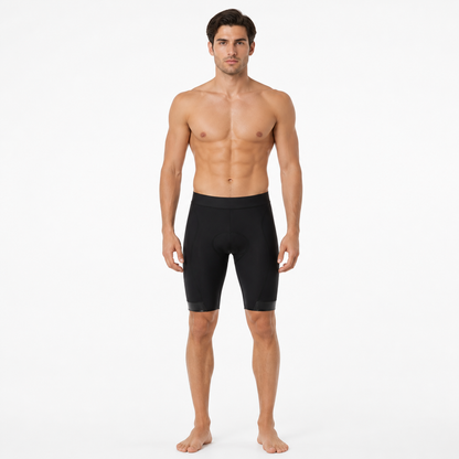 Black Tight-Fit Cycling Shorts with Front and Back Stitching, Light Hem Details product detail