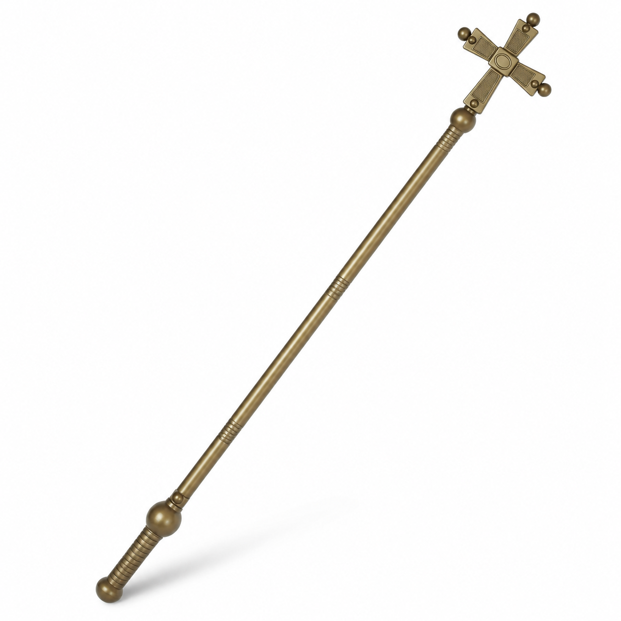 1pc Antique Gold Cross Scepter, Vintage Costume Prop With Ball Finials And Costume Accessories detail