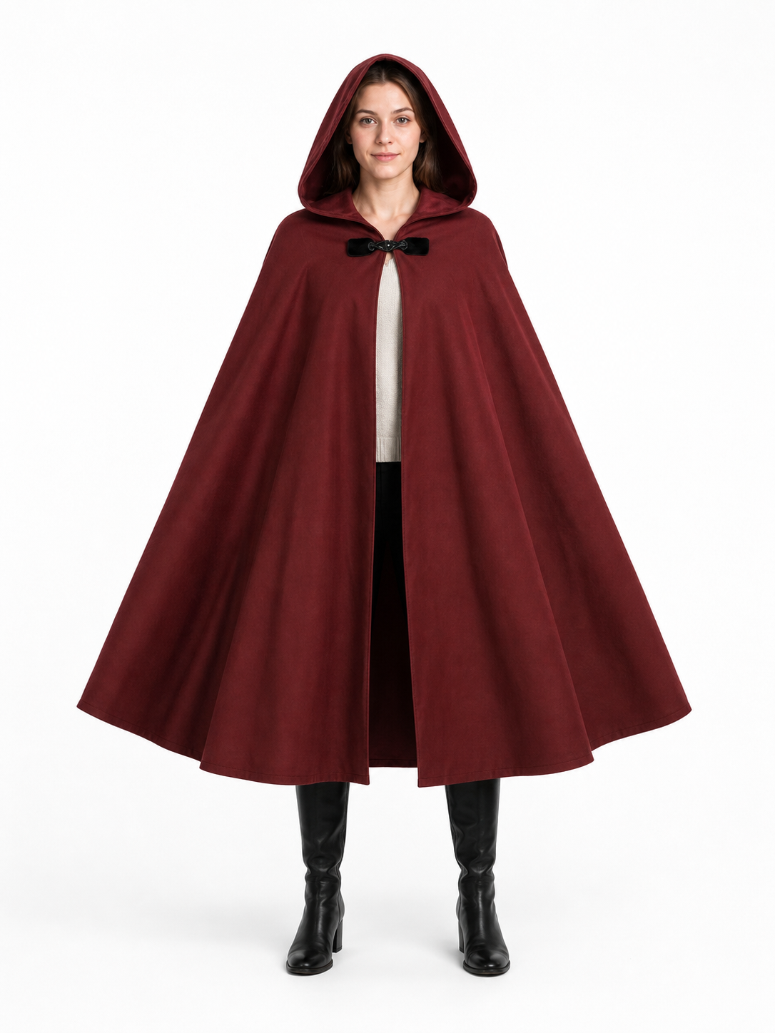 Burgundy Hooded Carnival Cloak for Cosplay