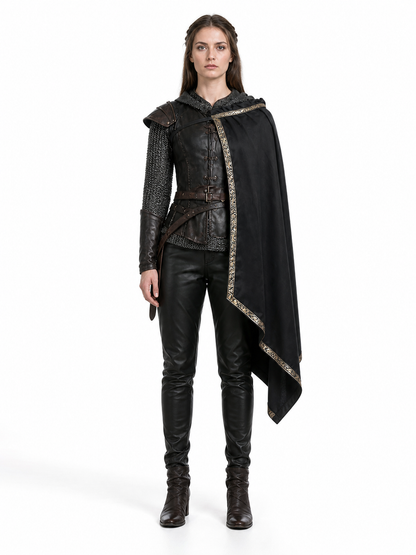 Black Medieval Hooded Carnival Cape