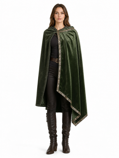 Green asymmetrical long carnival cape