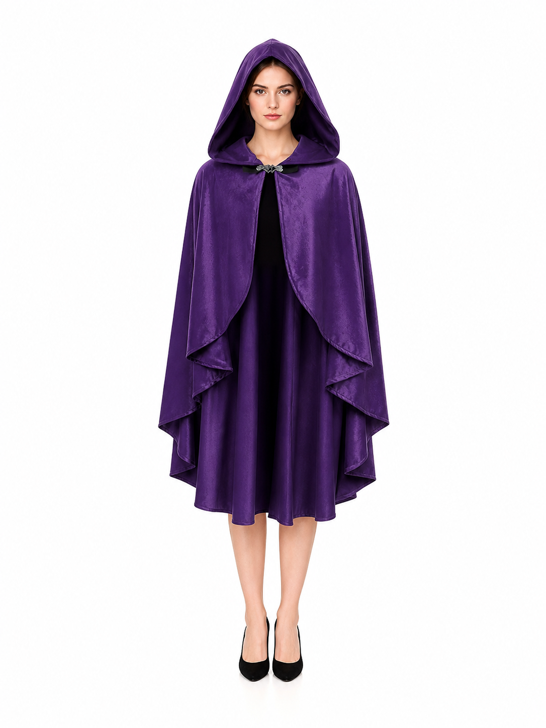 Purple Hooded Medieval Costume Cloak