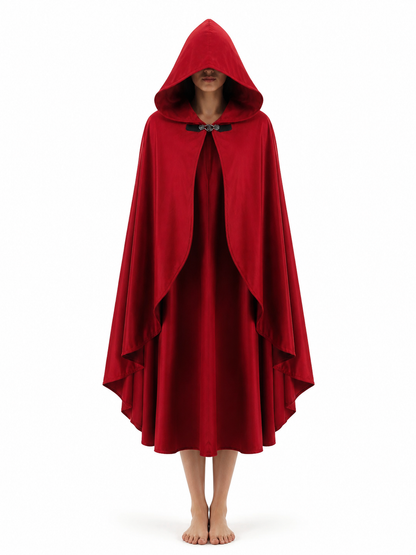 Red medieval carnival cloak with hood