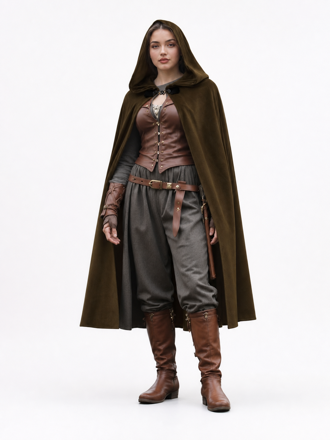 Brown Hooded Costume Cape