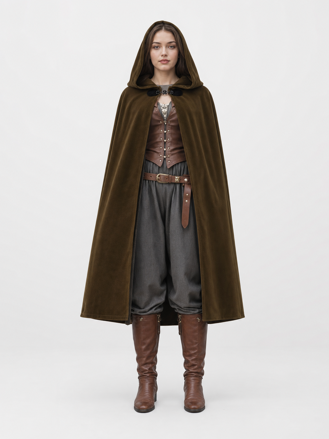 Brown Hooded Costume Cape