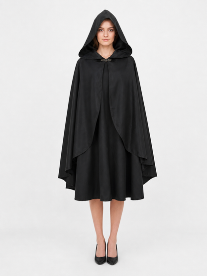 Black Hooded Carnival Cape, Flowing