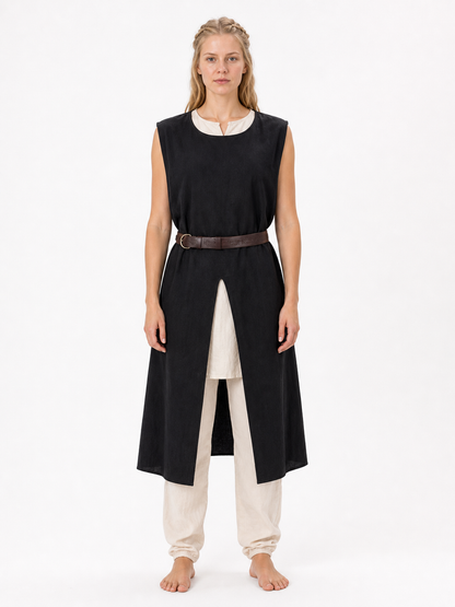 Black Sleeveless Round-Neck Tunic Top